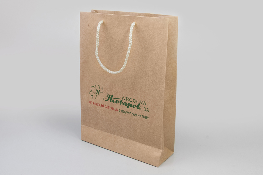 Elegant eco kraft customized paper bags printing factory in Poland high quality fast offset certified manufacturer AQRAT